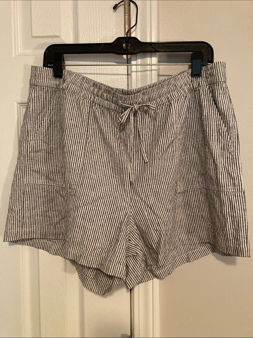 JCrew Factory striped linen blend drawstring shorts
